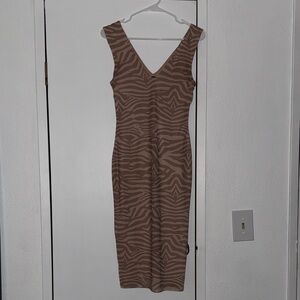 AFRM Brown Zebra Print Midi Dress